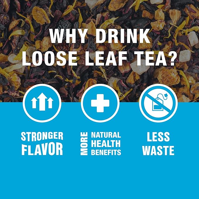 Tiesta Tea - Cherry Punch, Loose Leaf, Sweet Cherry Herbal Tea, Premium Blend, Non-Caffeinated Fruit Blend, Hot or Iced Up to 200 Cups, 16oz Resealable Pouch