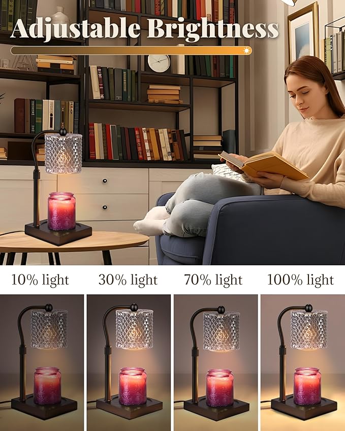 Candle Warmer Lamp with Timer Dimmer Adjustable Height, Birthday Gifts for Women, House Warming New Home Decor Gifts for Mom, Electric Wax Warmer for Jar Candles, Black