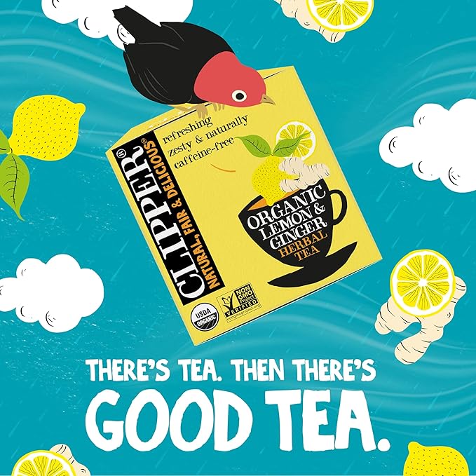 Clipper Tea Lemon & Ginger Teabags – Caffeine Free, USDA Organic, Great Hot or Iced – Aromatic, Natural, Fair & Delicious – 200 Tea Bags
