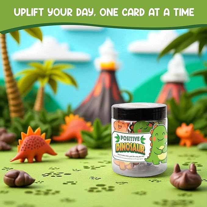 Positive Dinosaur Cheer Up Jar, 60 Affirmation Cards for Teens, Teen Girl Gifts Trendy Stuff, Back to School Gifts for Students, Teen Girls, Boys