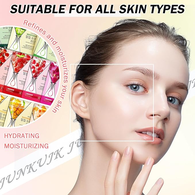 15PCS Hydrating Facial Sheet Mask,Moisturizing Face Masks Skincare Gift Set,Long Lasting Face Mask Skin Care & Facial Mask Kit for All Skin Types 15