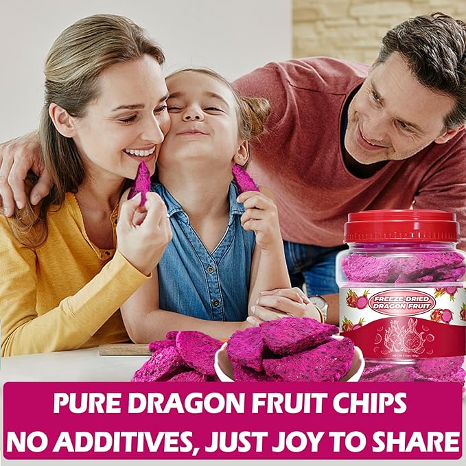5.3oz Freeze Dried Dragon Fruit Chips – 150g Healthy Natural Pitaya Chunks for Kids & Adults, Dehydrated Fruit Snack for Drinks, Smoothies, Bakery & Cereal – Low Calorie, Gluten Free, Vegan