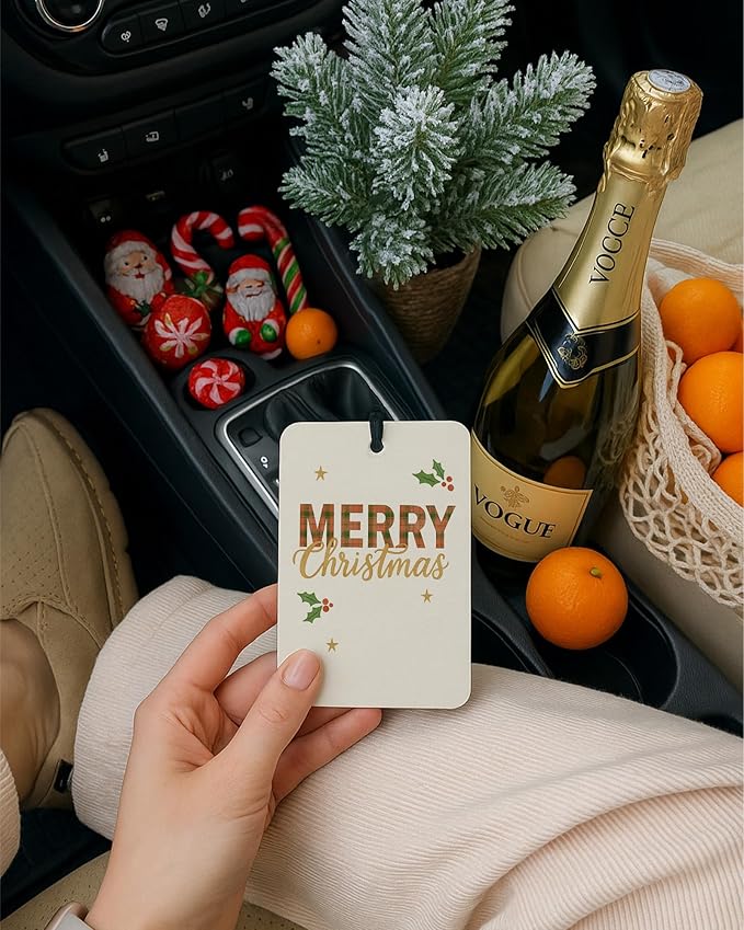 Black Cat Christmas Berry Car Air Freshener 4 Pcs, Cat Lover Gifts, Merry Christmas Hanging Air Freshener for Cars Closet Drawer Books, Cute Xmas Car Accessories Mirror Decor for Women