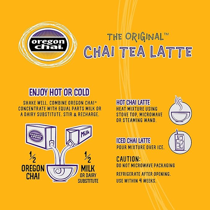 Oregon Chai Sugar Free Chai Concentrate, 32 Fluid Ounce (Pack of 1)