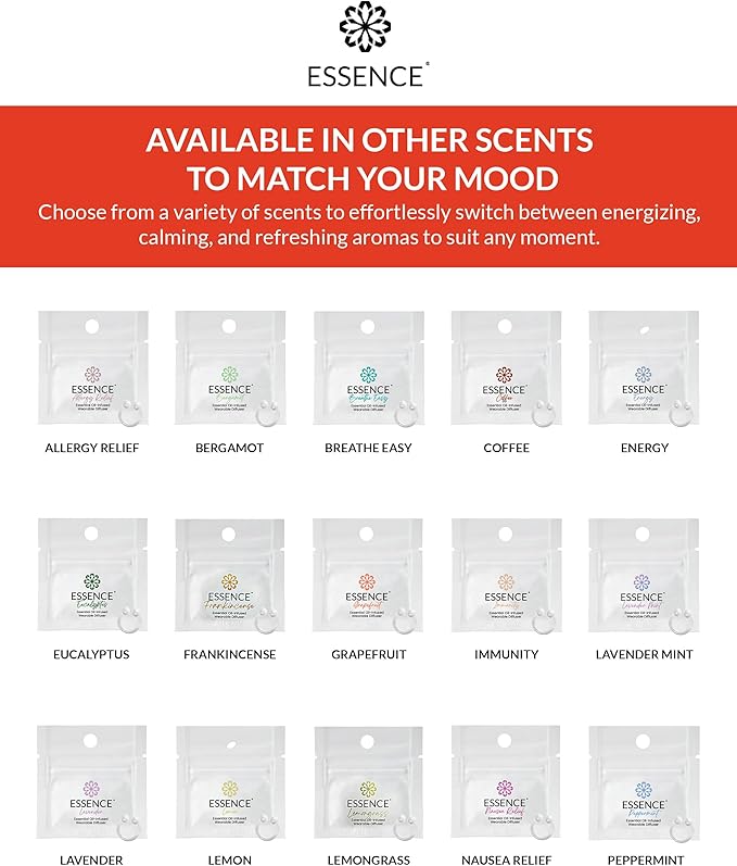 Essence Wearable Aromatherapy Nasal Diffuser – Grapefruit Essential Oil Nose Ring Silicone Inhaler for Stress & Mood Support - Made in USA & Travel-Friendly