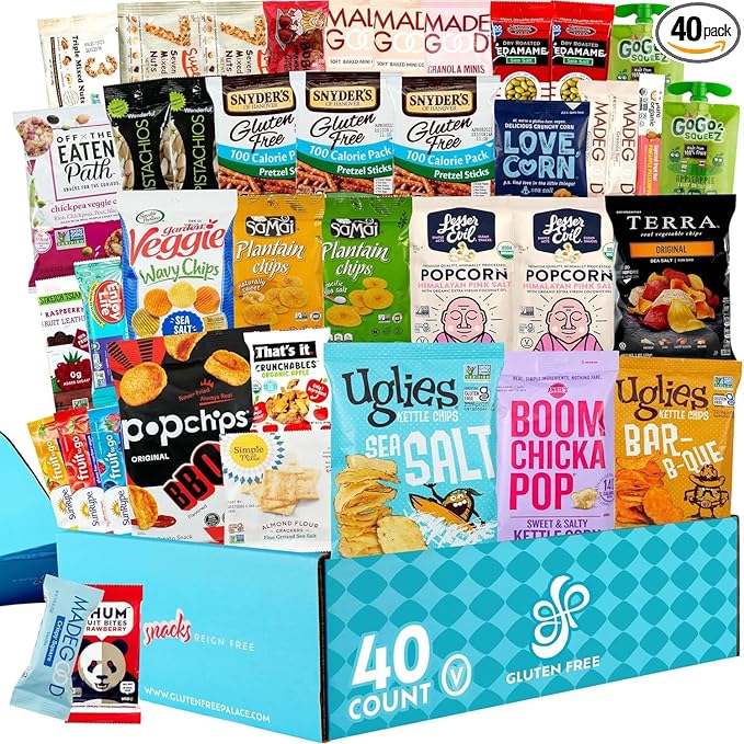 Gluten Free Palace Snacks Gift Basket – Gluten Free, Dairy Free & Vegan Snack Box for Adults – Birthday, Thank You & Corporate Gift Treats (40 Count)