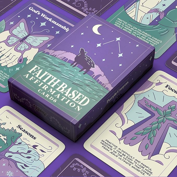 PURPLE CANYON Faith-Based Affirmation Cards – Daily Scripture & Prayer Cards with Bible Verses | Christian Gifts for Women’s Encouragement & Inspiration | 52-Card Deck