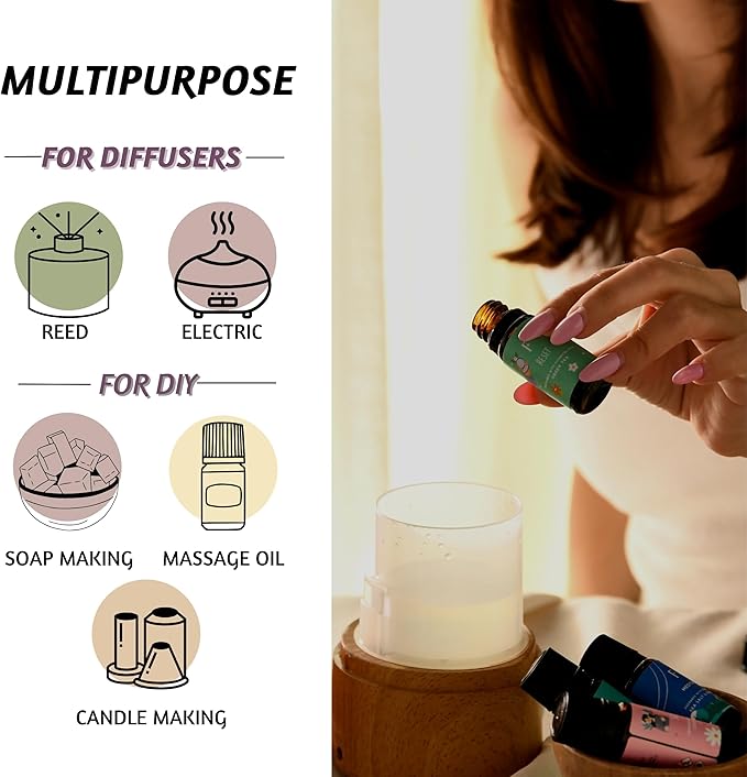 Folkulture Essential Oils Set of 6 for Diffuser - Pumpkin Spice, Caramel, Vanilla Fragrance Oil Scents for Home