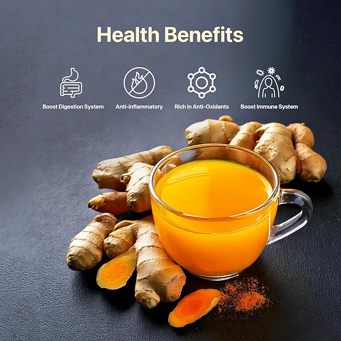 BLUE TEA - Turmeric Ginger Tea - 15 Count - Pyramid Plant Based Tea Bag | CURCUMIN RICH - HERBAL BLEND | Herbal Tea - Caffeine Free - Non-GMO - Vegan - Earthy Flavor - Healthy | Reusable Tin Pack