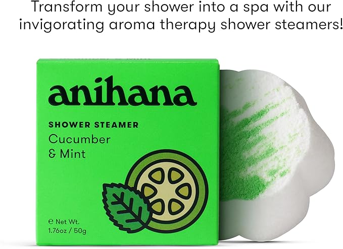ANIHANA Shower Steamers 4 Pack, Paraben Free, Cruelty Free, Refreshing Cucumber Mint Scent, 1.76 oz Each