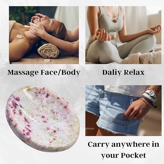 Amazing Gemstone Cinnabarite Worry Stone Crystals and Healing Stones - Worry Stones for Stress Relief Gifts - Piedra Crystal Fidget for Meditation - Unique Stocking Stuffers and Birthday Gifts