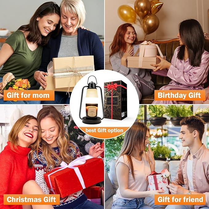 Candle Warmer Lamp with Timer Dimmer - Electric Modern Wax Melt Warmer Black Scented Jar Candles Light Birthday Gifts for Women Mom House Warming New Home Room Decor