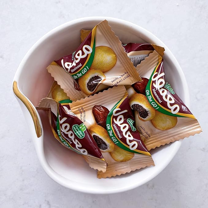 HB Halwani Bros Cookies, 100% All Natural Assorted Mini Mamoul Date Filled Shortbread Biscuits, Slightly Sweet, No Additives, 18ct. 6.3 oz