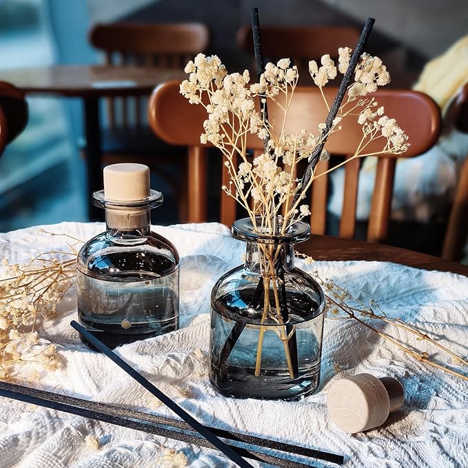 Brakula 2 Pack Reed Diffuser, Oil Diffuser Sticks, Lavender Eucalyptus + Lavender Vanilla(3.38 fl oz Each Pack), Home Fragrance with 12 Sticks, Shelf Decor, Reed diffusers for Home