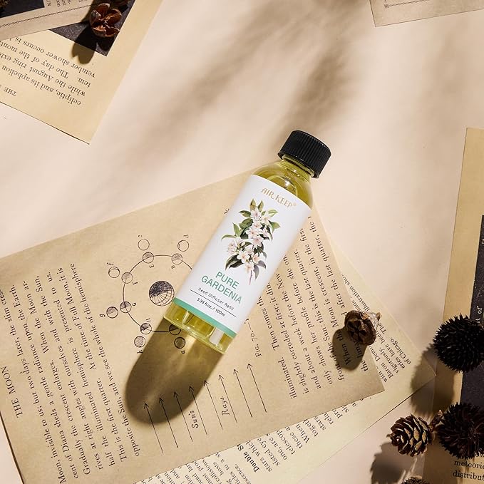 Airkeep Reed Diffuser Oil Refill/Pure Gardenia/3.38oz(100ml/1 Pack/Scented Oil Refill for Reed Diffuser Home Fragrance for Bedroom, Bathroom Office Home Decor