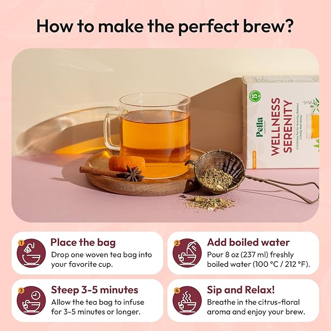 Chamomile Herbal Tea with Lemon Balm, Rooibos, Cinnamon, Anise, Orange Pieces, Linden Petals, Verbena & Passion Flower – Kosher, Vegan, GMO-Free, Zero Caffeine – Natural Wellness Support (25 Tea Bags)