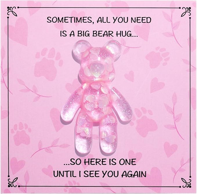 Pocket Bear Hug, Anxiety Relief Gifts for Women Men, Mental Health Positivity Gifts, Thinking of You Gift, Emotional Support Gift, Comforting Present for Son Daughter Back to School, Pink