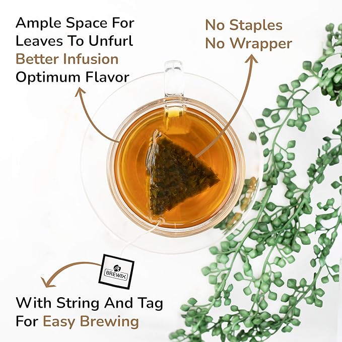 BREWIX, Perfect Mint Tea (20 Pyramid Tea Bags) | Soothing Mint Blend for Digestion Support & Daily Calm | Calming, Fresh and Cool | Caffeine Free Herbal Tea | No Sugar & No Caffeine | Spearmint and Peppermint