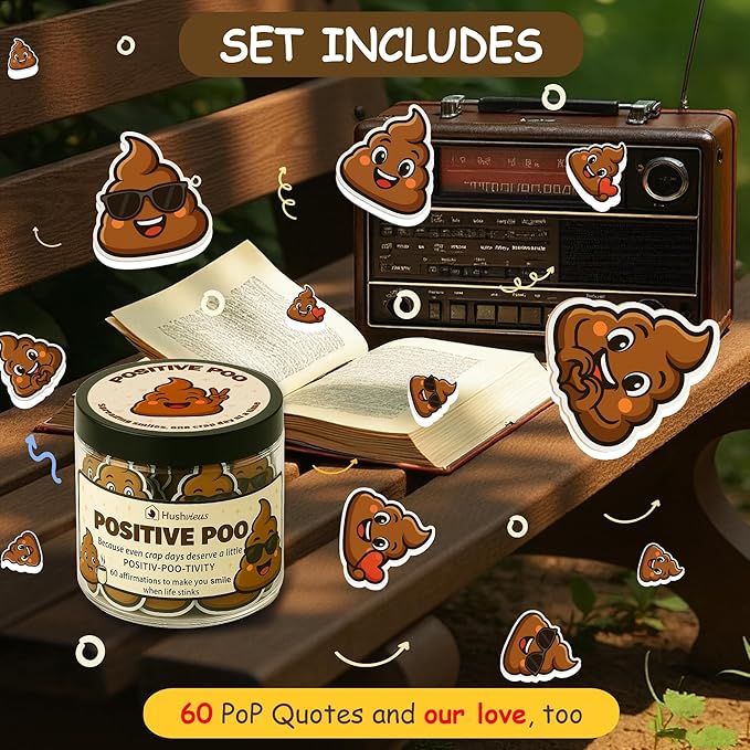 Positive Poo Affirmation Jar β 60 Funny Affirmation Cards, Uplifting Daily Positivity Jar, Cute Gag Gifts for Women, Teens, Men, Unique Self-Care Inspirational Gifts, Birthday & Office Decor