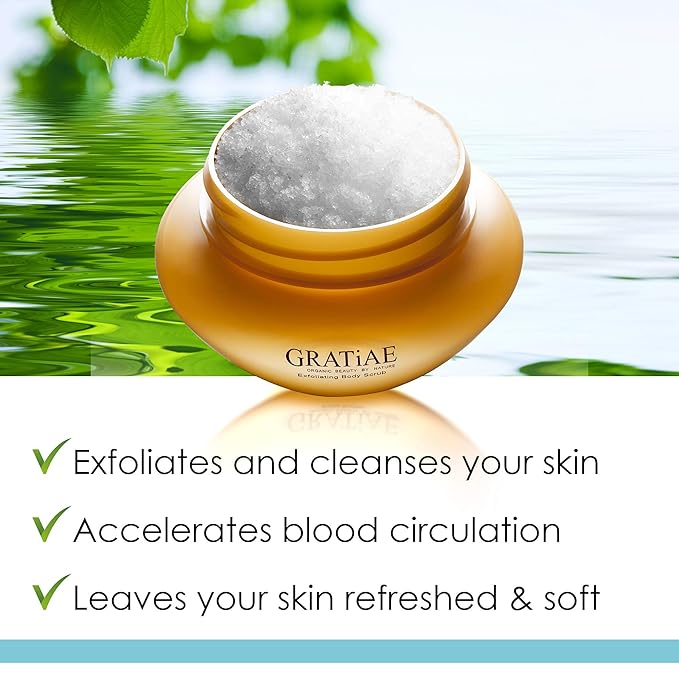 Gratiae Organics Exfoliating Body Scrub, Apple and Green Tea for All Skin Types 8.5 Fl oz