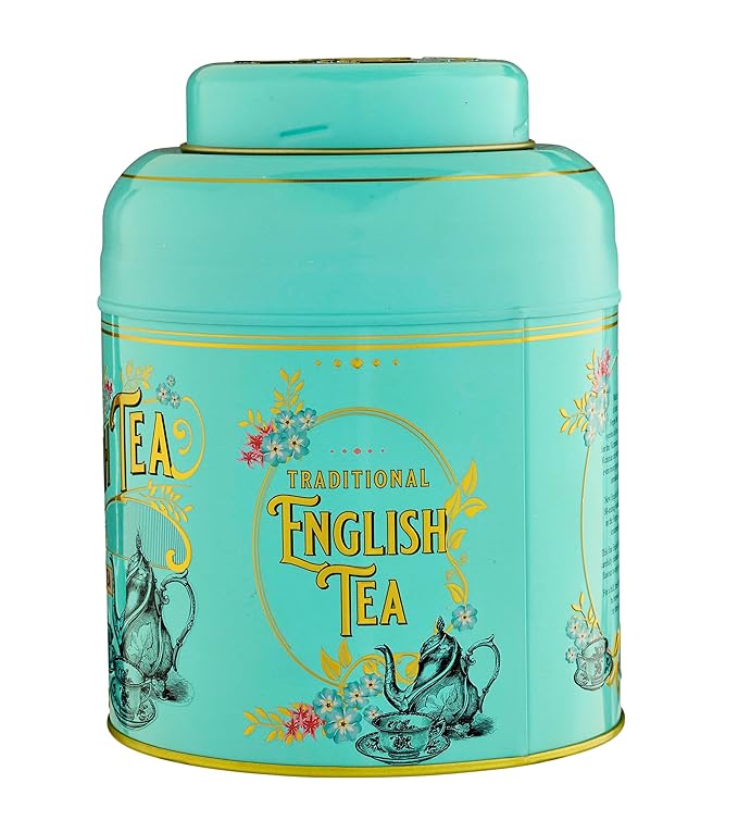 New English Teas Vintage Victorian Tea Caddy with 80 English Teabags (Teal), Forget My Not Gift
