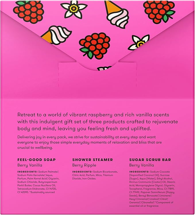 ANIHANA Berry Burst Shower & Body Gift Set with Shower Steamer, Body Scrub Bar, and Feel-Good Soap