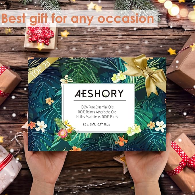 Essential Oils Set - 26x5ml Pure Aromatherapy Essential Oils Kit for Diffuser, Massage, Skin & Hair Care, Candle Making - Lavender, Tea Tree, Eucalyptus, Sandalwood, Peppermint, Rosemary, Lemongrass