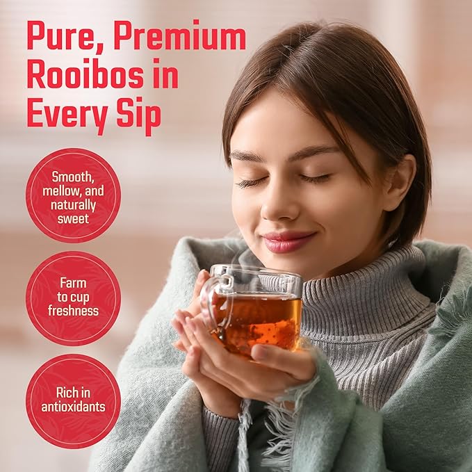 Cederberg Tea Company Red Rooibos Tea Bags USDA Certified South African Organic Herbal Tea, Naturally Caffeine Free Tea, Non-GMO, Premium Leaf, Rich in Antioxidants, 30 Count