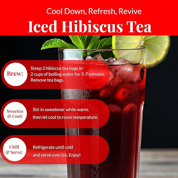 Akshit Hibiscus Ginger Tea, 50Tea Bags, Te De Hibisco, Hibiscus Tea Blend, Non-GMO, No Sugar, Caffeine free. Perfect for Hot or Iced Tea.