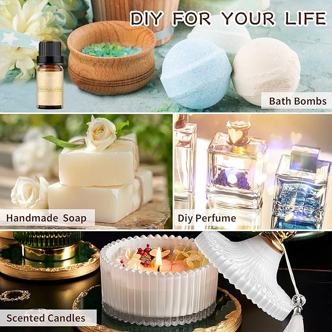 BURIBURI Honeysuckle Essential Oils, 100% Pure, Undiluted, Natural Aromatherapy Honeysuckle Oil for Diffuser, Massage