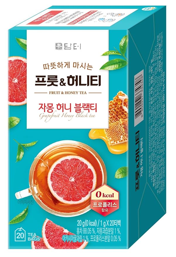 Damtuh Grapefruit Honey Black Tea – Fruity & Sweet Herbal Tea Blend, 20 Tea Bags (1g each)