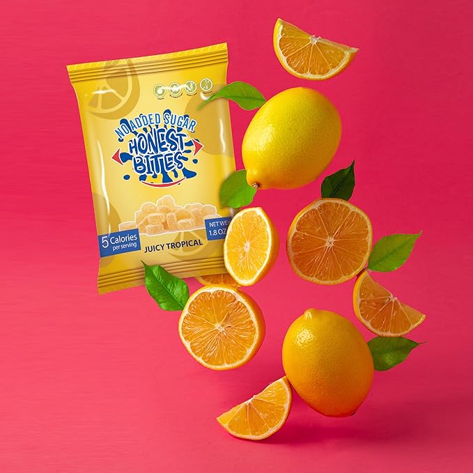 Honest Bites Low Sugar Gummy Candy Juicy Tropical Flavor- Healthy Snacks for the Whole Family, Gluten Free, Keto, Vegan Fruit Snacks - Tropical Burst, Low Calorie Snacks