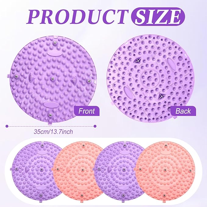 4 Pack Foot Massager Mat Foot Reflexology Pad with Magnetic Relaxation Massage Feet Pressure Point Pad Anti Fatigue Walk Stone Acupoint Mat Particle Portable Massage Tool(Purple and Pink)