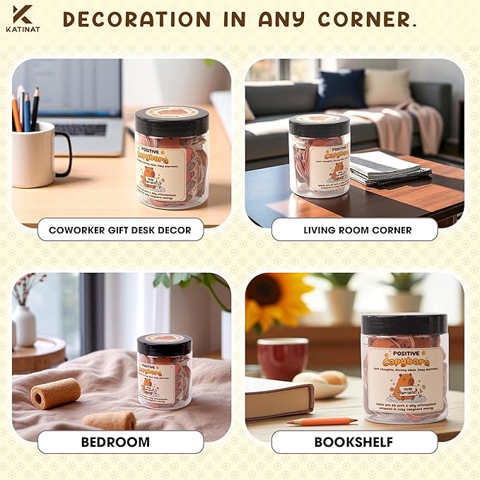 Positive Capybara Jar - 60 Positive Affirmation Cards For Women, Girls, Cards to Reduce Anxiety & Increase Relaxation, Capybara Gifts For Women, Kids, Teen Girl Gifts Trendy Stuff