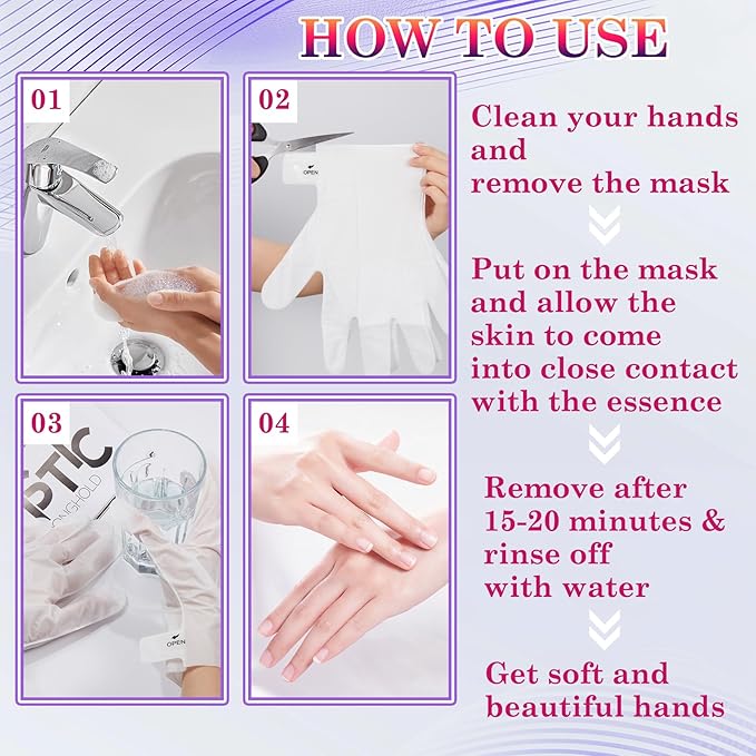 6 Pairs Hand Masks Moisturizing Gloves, Hydrating Hand Mask Moisturizer Gloves Care for Dry Cracked Hands, Smooth Long Lasting Soft Firming Hand Mask Gift Set for Men Women(E