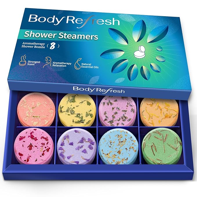 Shower Steamers Aromatherapy - 8 Pack Shower Bombs with Natural Essential Oils, Birthday Gifts for Men Self Care Relaxation Home SPA Stress Relief, Gifts for Dad Husband Stocking Stuffers for Men