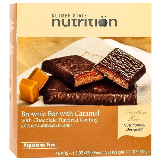 Nutmeg State Nutrition High Protein Bars, 7 Servings Per Box (1 Box (7 Servings), Brownie Bar with Caramel)