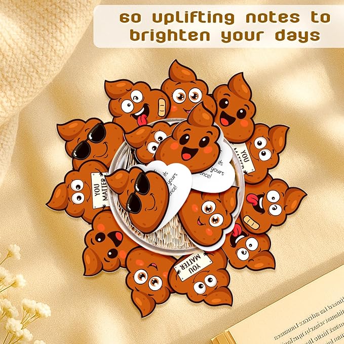 Positive Poo Affirmation Cards - Emotional Support Poop - Poop Gifts for Adults Funny - Funny Gifts for Women, Men, Teens, Coworkers, Best Friend - Positive Poop Jar with 60 Cards