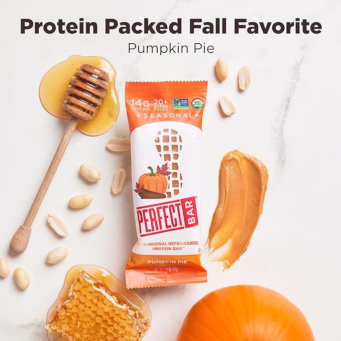 Perfect Bar, Pumpkin Pie Protein Bar, High Protein, Organic, Gluten Free, Soy Free, Non GMO, No Sugar Alcohols, 2.2 Ounce Bar, 24 Count