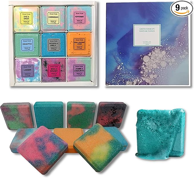 Shower Steamers - Variety Pack of 9 Shower Bombs with Essential Oils (9 Pack Box)