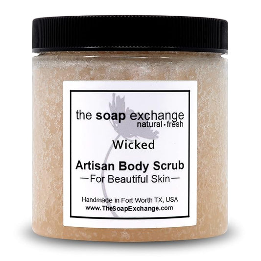The Soap Exchange Sugar Body Scrub - Wicked Scent - Hand Crafted 16 fl oz / 480 ml Natural Artisan Skin Care, Shea Butter, Exfoliate, Moisturize, & Protect. Made in the USA.