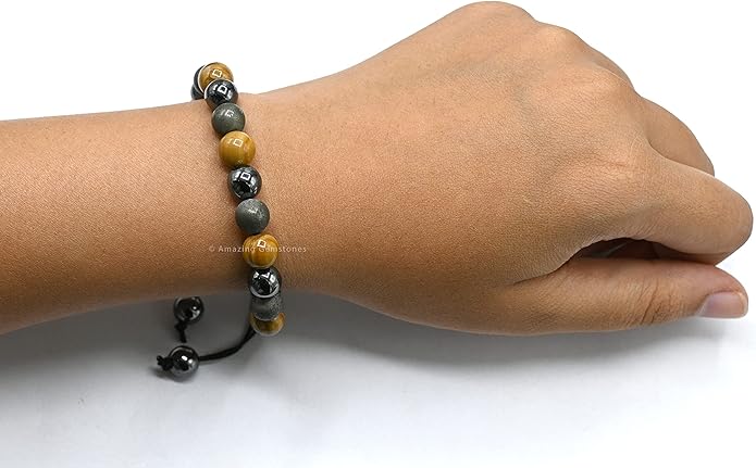 Natural Healing Crystal Bracelet for Women - Mens Bracelet Energy Balancing Gemstones Set - Adjustable Stone Bead Bracelet for Men and Women - Chakra Crystal Therapy Accessory, Meditation