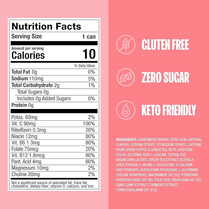 ZOA Zero Sugar Energy Drinks, White Peach - Sugar Free with Electrolytes, Healthy Vitamin C, Amino Acids, Essential B-Vitamins, and Caffeine from Green Tea - 12 Fl Oz (12-Pack)