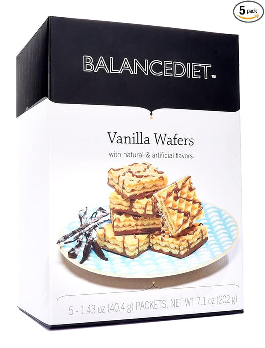 BalanceDiet | High Protein Vanilla Wafers | Healthy Snack or Dessert | 5 Pack