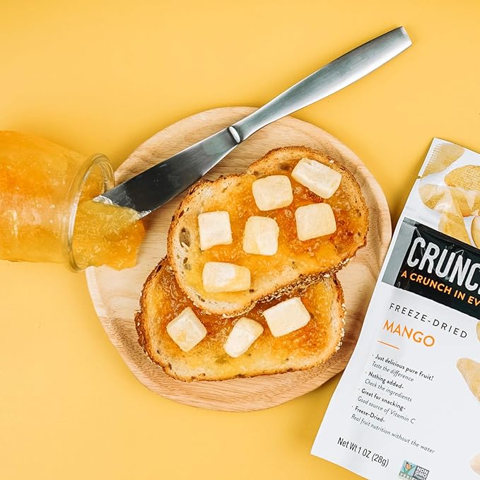 Crunchies Freeze-Dried Fruits, 100% All Natural Crispy Fruit, Non GMO and Kosher, Resealable Freeze Dried Fruit Snack Packs, Pack of 6 (Mango)