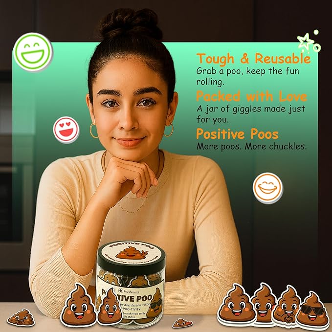 Positive Poo Affirmation Jar β 60 Funny Affirmation Cards, Uplifting Daily Positivity Jar, Cute Gag Gifts for Women, Teens, Men, Unique Self-Care Inspirational Gifts, Birthday & Office Decor