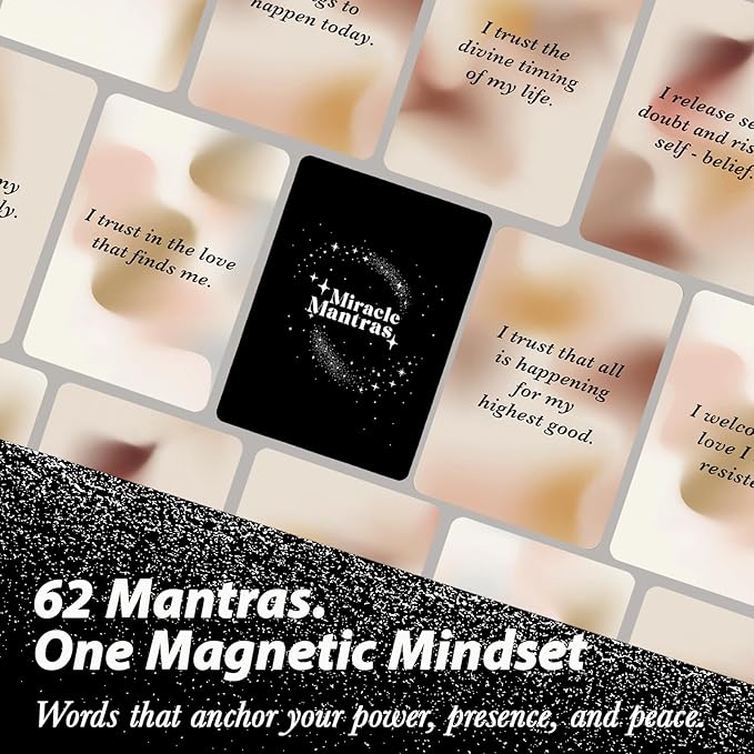 Miracle Mantras Affirmation Deck, Mindfulness Affirmation Cards for Women & Men, 62 Daily Positive Motivation Self-Love Cards, Miracle Mantras Gift for Friend, Sister, Coworkers, Employee Gifts