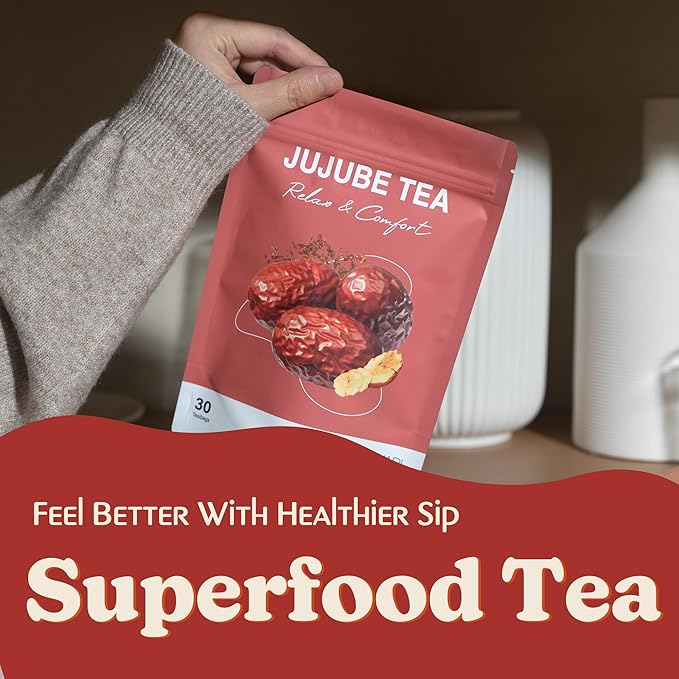 DALAMHARI Jujube Dates Tea | 30T | Korean Pitted Red Dates Tea Bags Smooth Move Tea Sleepytime Dried Jujube Fruit Te Divina Chupa Panza Pinalim Ballerina Throat Coat