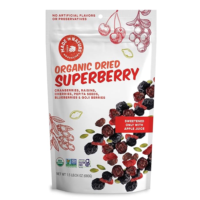 Made in Nature Organic Superberry Fruit Fusion, 24 Ounce (Pack of 1) – Fruit and Nut Trail Mix, Non-GMO, Unsulfured, Gluten Free