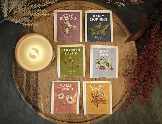 ACORUS Autumn Taste Tea Set, Natural Herbal Tea Variety Pack, Assorted Tea Box, Tea Gift Set of 6 Different Teas, Herbal Tea Sampler of 60 Tea Bags Individually Wrapped, Discover Rich Autumn Teas